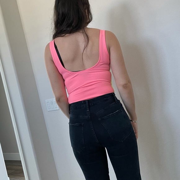 Bright Pink with Neon Green Side Detail Bodysuit - Picture 3 of 8